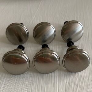 Modern Contemporary Set of 6 Brushed Nickel Round Cabinet Dresser Knobs